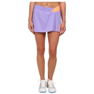ADIDAS Climalite Tennis Skirt with built-in shorts. Purple/Orange. Size M/L